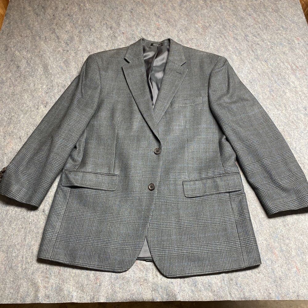 Lauren Ralph‎ Lauren Blazer Men's 42R Beige Plaid Silk Wool Blend Sport Coat
